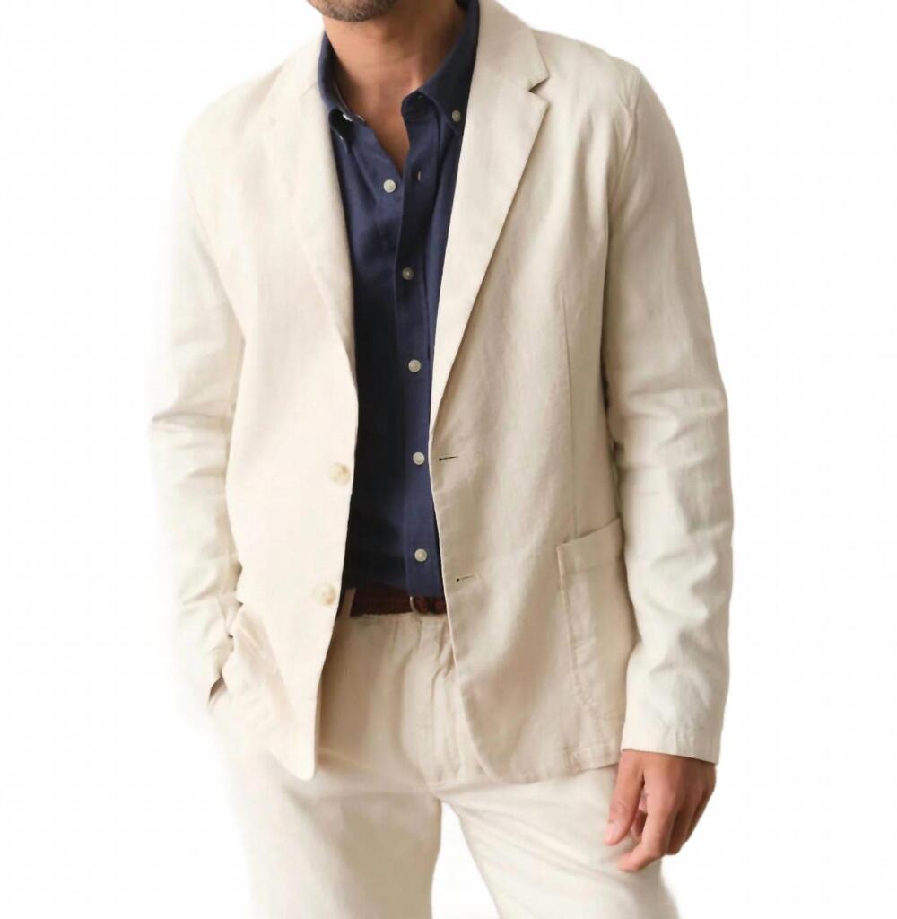 NEW MARINE LAYER hemp long sleeve blazer in natural